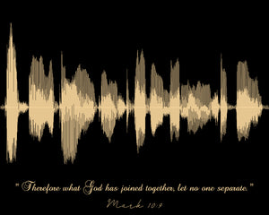 Custom Sound Wave Art Print From Bible Verses | Words Of Wisdom | Mark 10:9 Soundwave Print