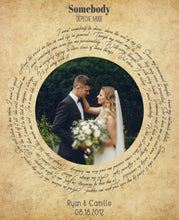 Load image into Gallery viewer, Song Lyrics Print Wall Art, Wedding Song Lyrics with Wedding Photo
