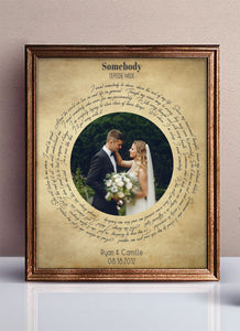 Song Lyrics Print Wall Art, Wedding Song Lyrics with Wedding Photo